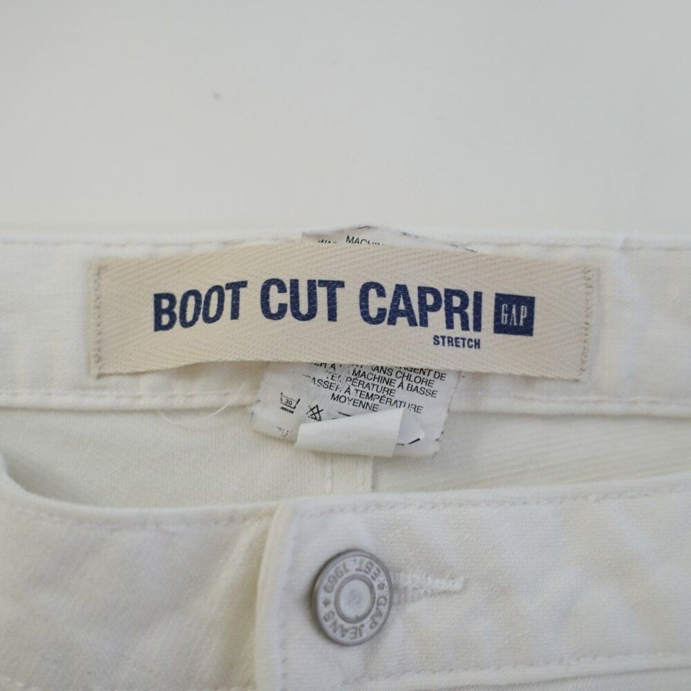 Gap White Denim Boot Cut Capri Stretch‎ Jeans 32/18 Mid Rise - Picture 4 of 6